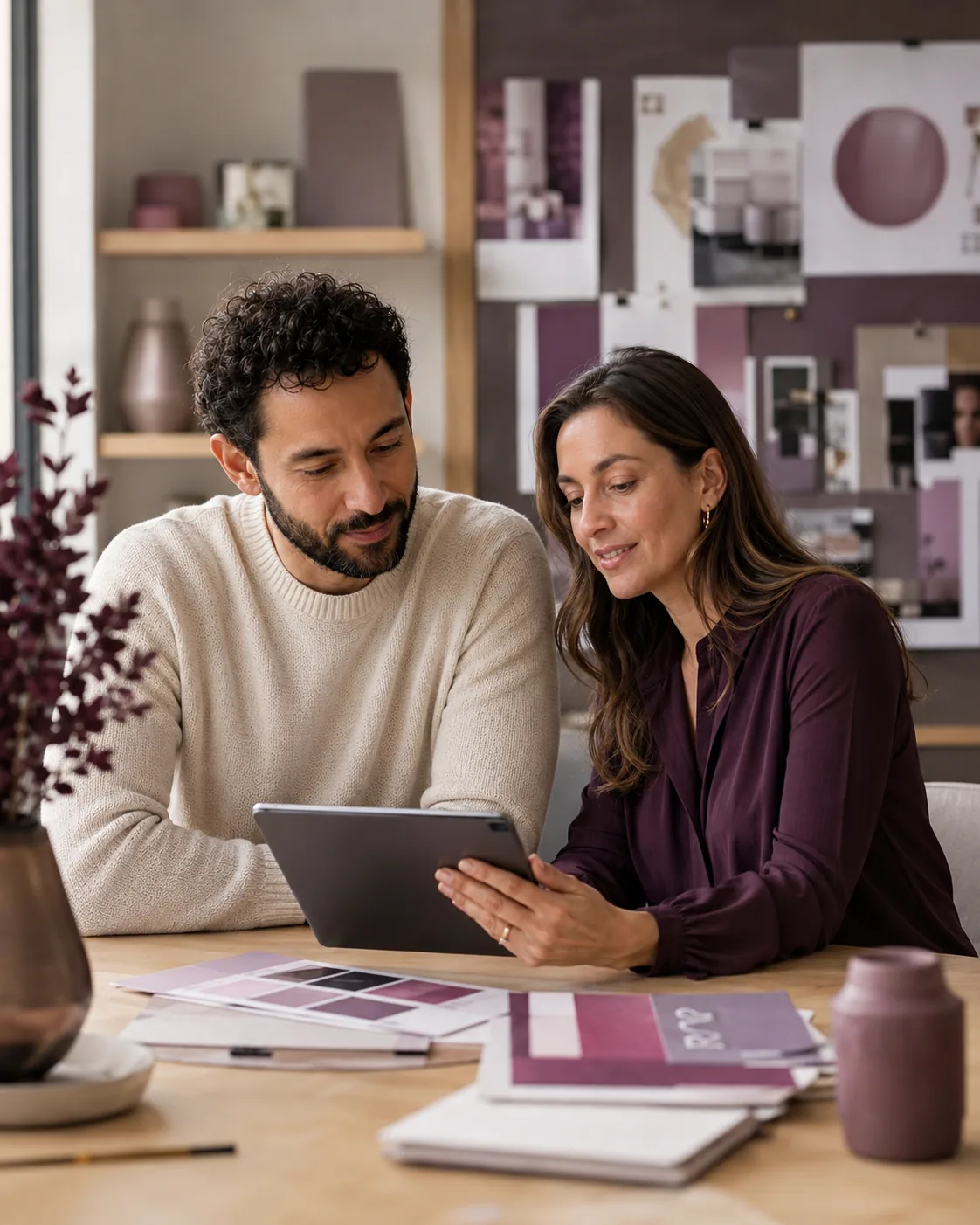 Founder and marketing strategist calmly reviewing a campaign plan